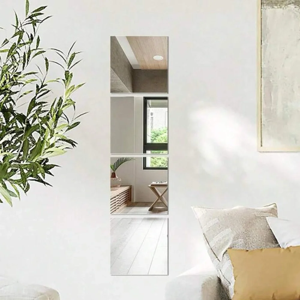 4 piece adhesive mirror wall tiles